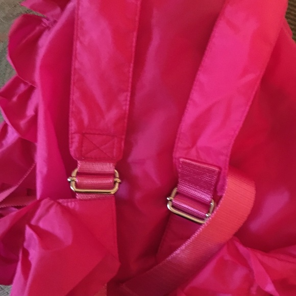 Ruffle pink nylon crewcut backpack drawstring bag - Picture 5 of 8